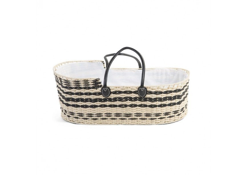 woven wicker moses basket black and natural