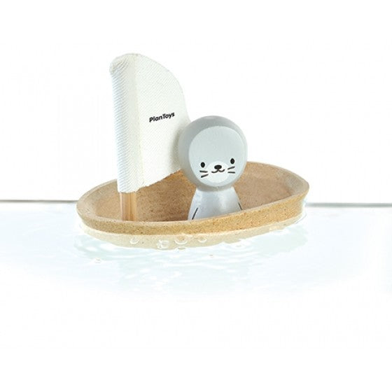 Wooden Bath Toy Seal Boat