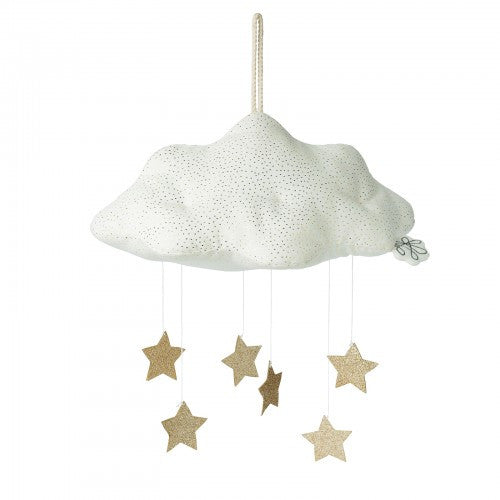Cloud and Stars Mobile White and Gold