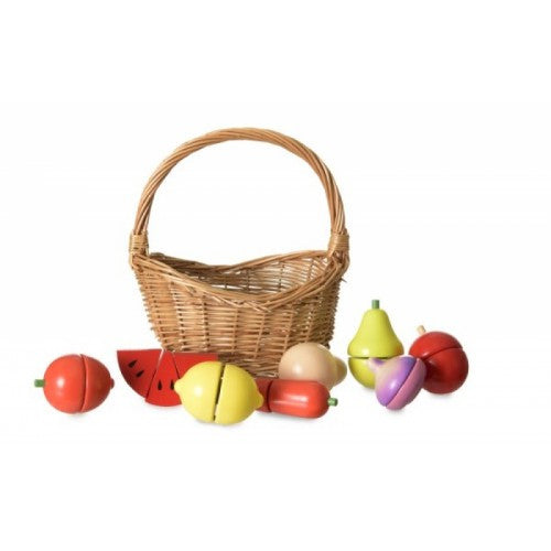 wooden fruit in basket