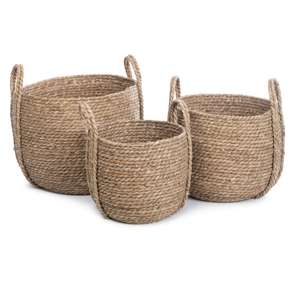 Natural Wicker Basket Set Of 3