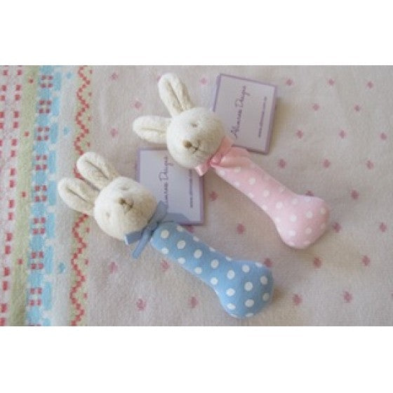 Alimrose Blue Bunny Rattle Nursery Toy