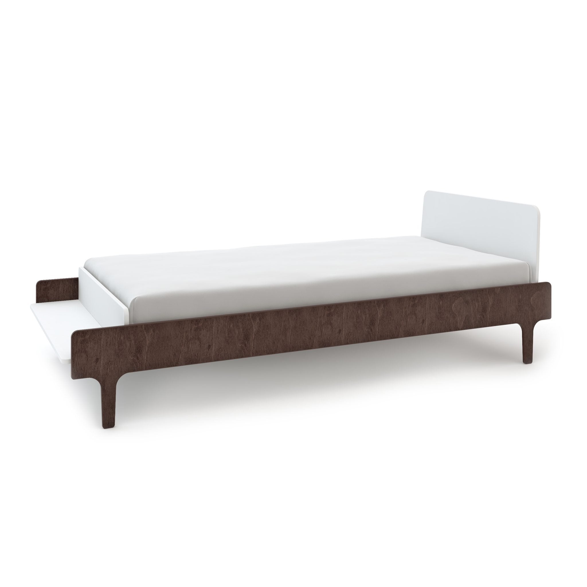 Oeuf River Single Bed in White & Walnut